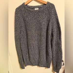 J. Crew Navy and White Cotton Knit Pullover Sweater Men's Medium